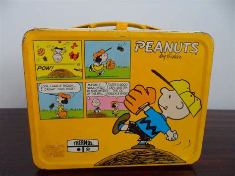 1965 peanuts metal lunch box|snoopy peanut lunch box.